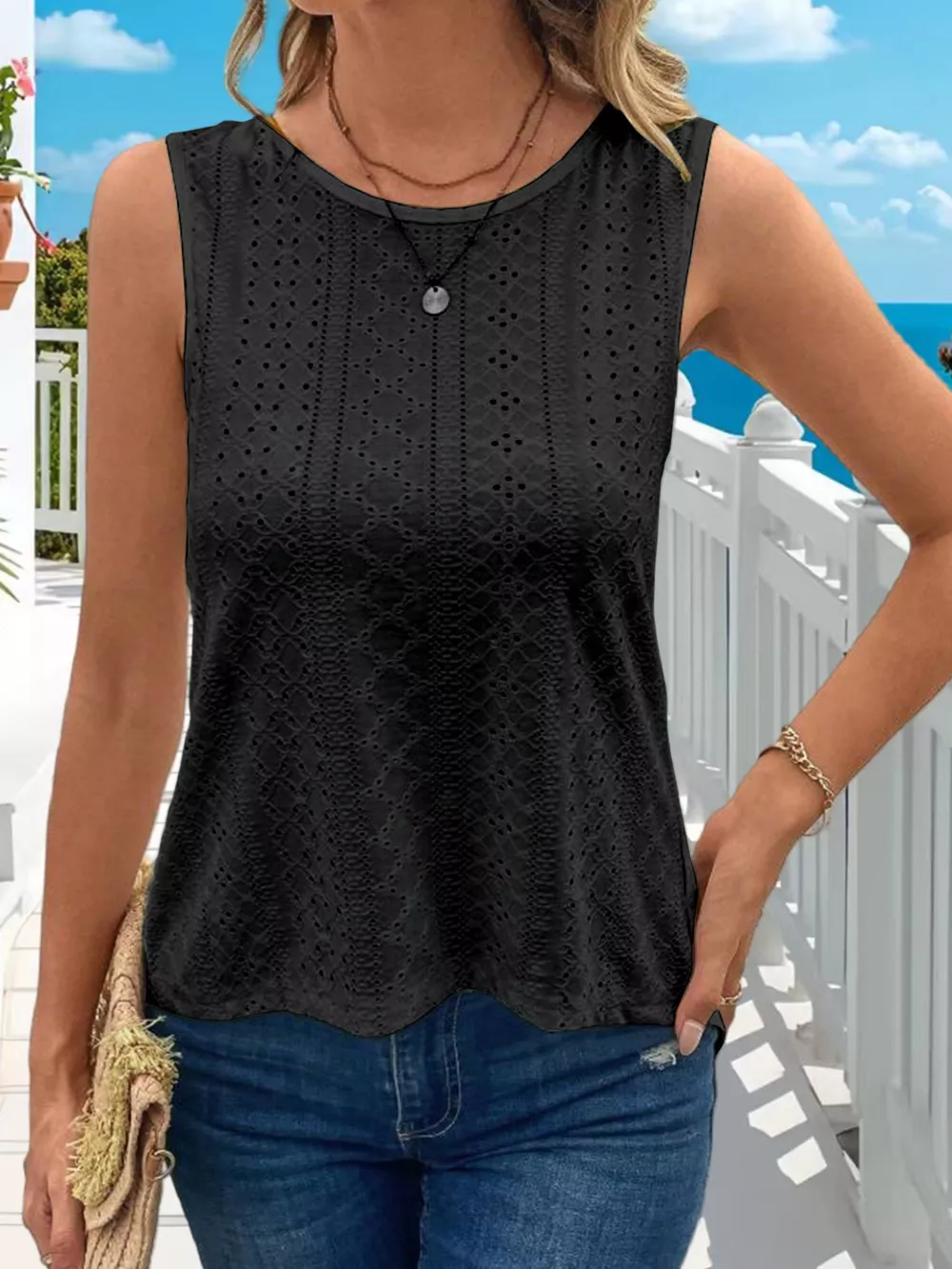 Hollow-Out Knit Tank Top, image 7