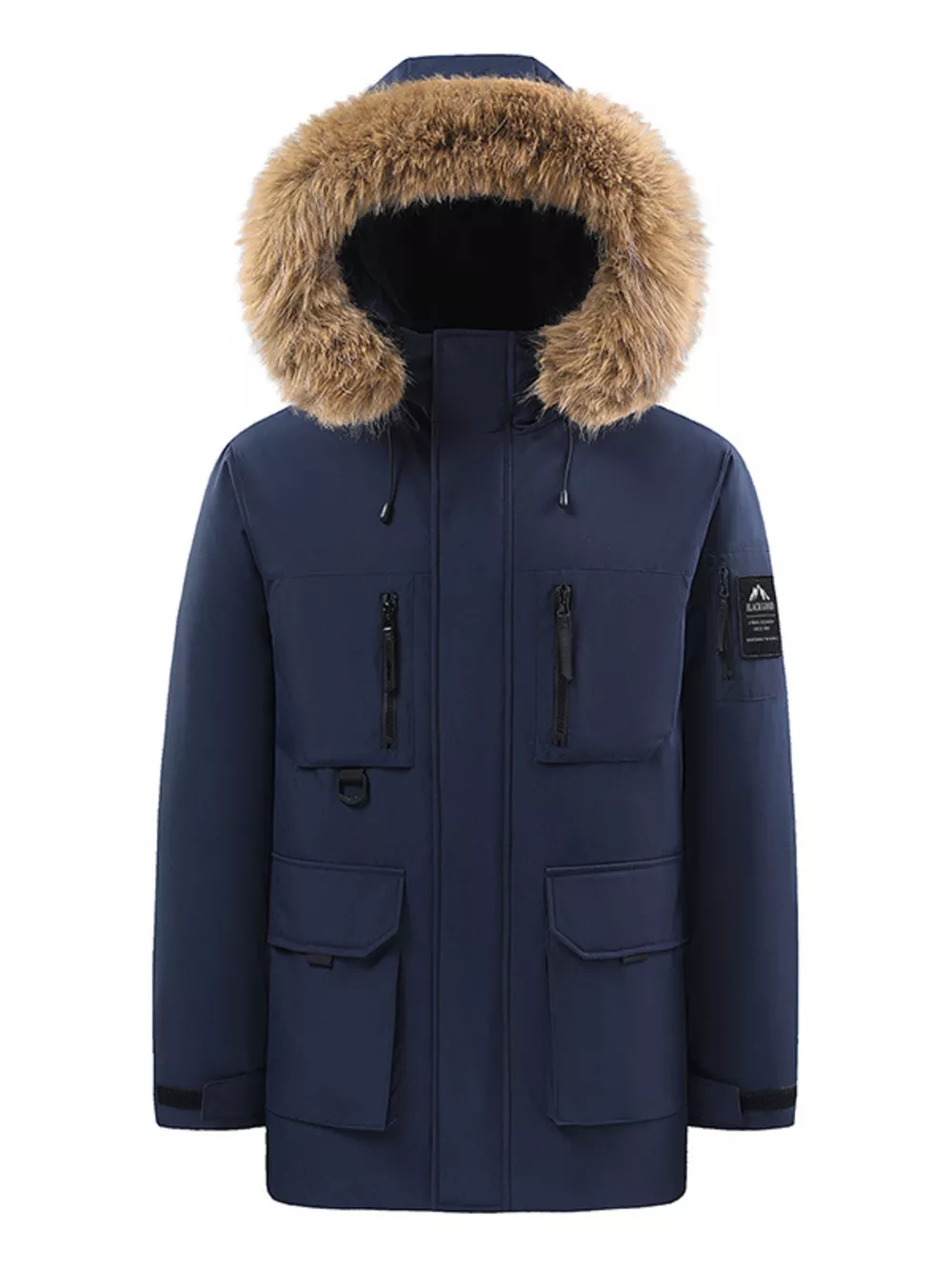Men's Full Size Fur Hooded Winter Parka Coat Plus Size, image 6