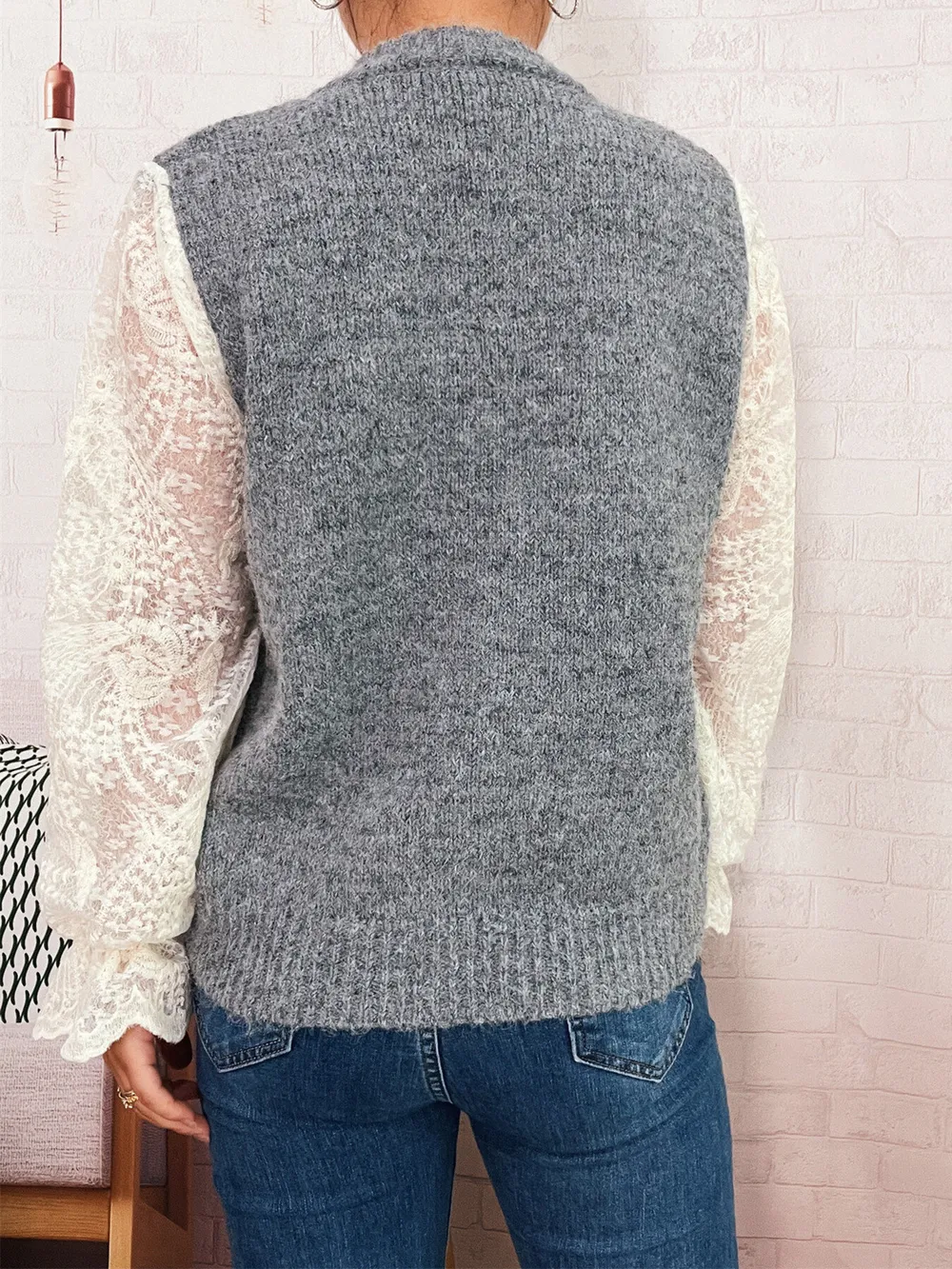 Lace Sleeve Button-Up Cardigan, image 12