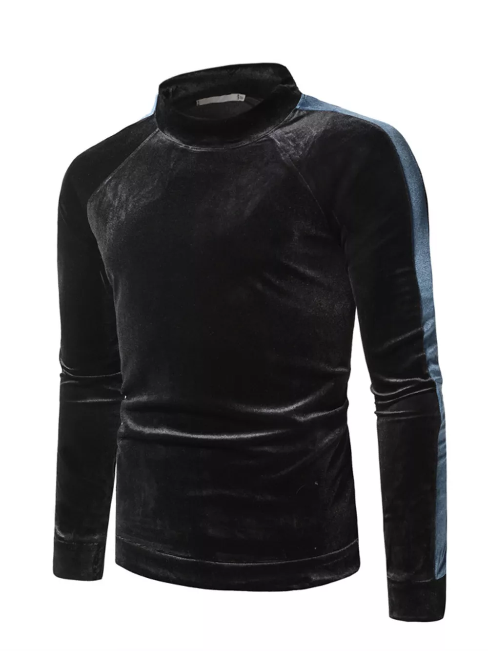 Men's Velvet Turtleneck Long Sleeve T-Shirt, image 5