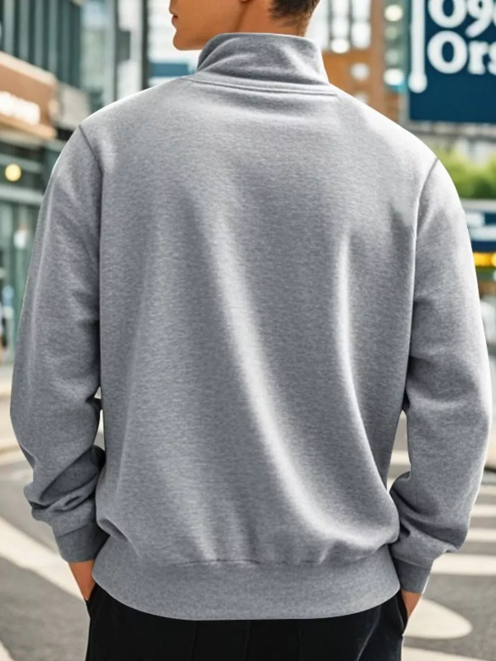 Men's Full Size Solid Color Quarter Zip Sweatshirt Plus Size, image 11