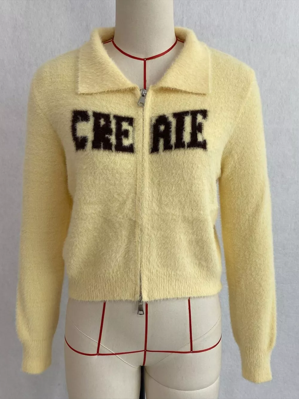 Fuzzy Letter Zip-Up Cardigan, image 33