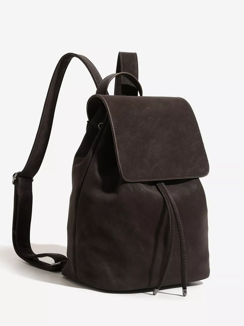 Minimalist Suede Drawstring Backpack Bag, image 2