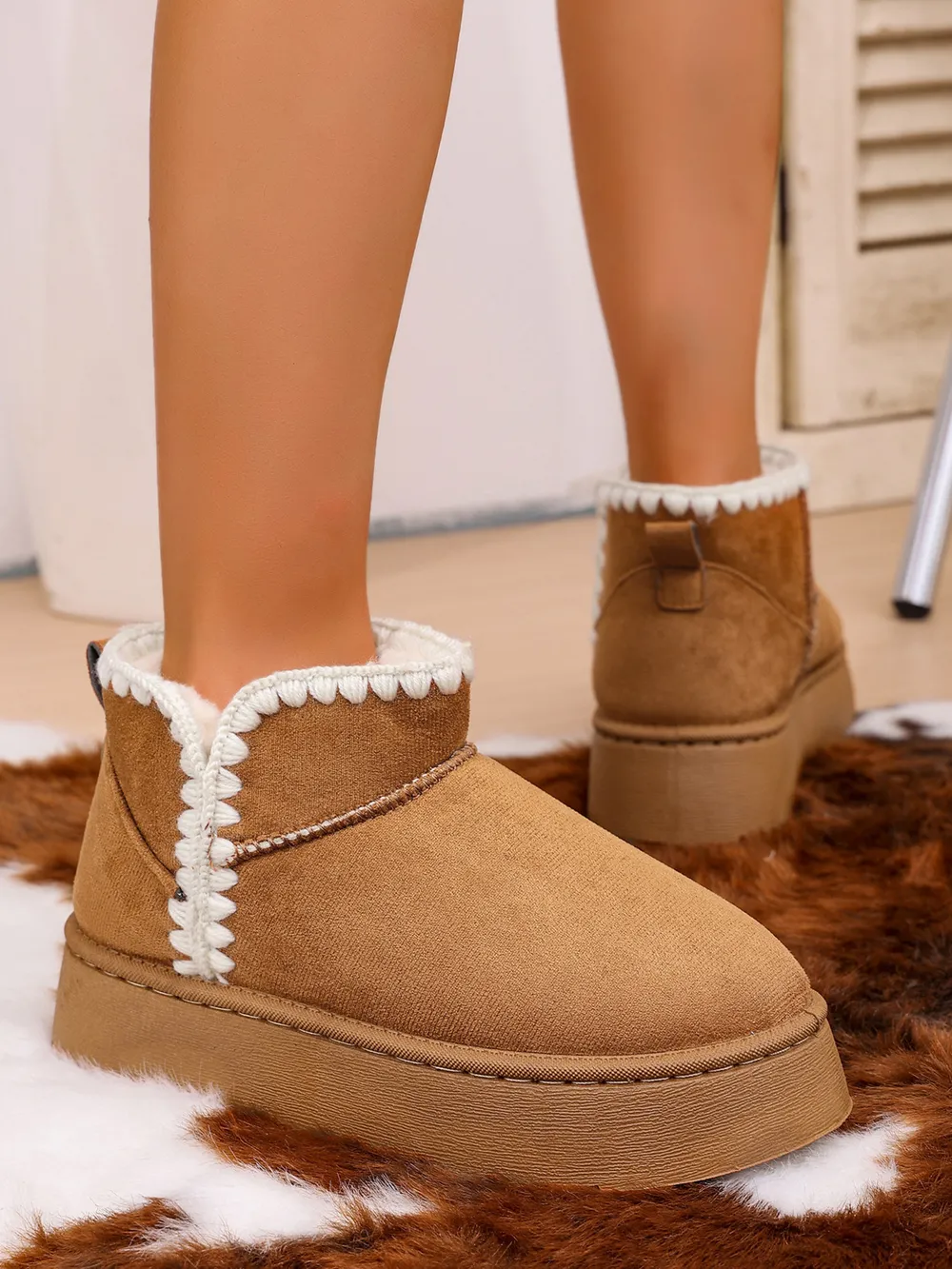 Cozy Winter Ankle Boots with Fluffy Fur Lining, image 8