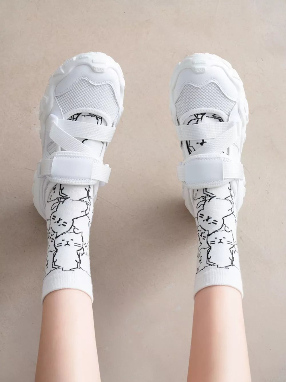 Cat Pattern Crew Socks, image 8