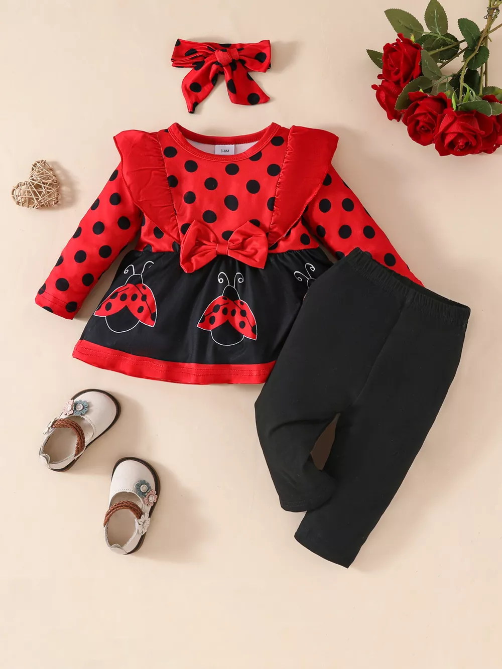 Children's Ruffled Top and Pants Set with Headband, image 5