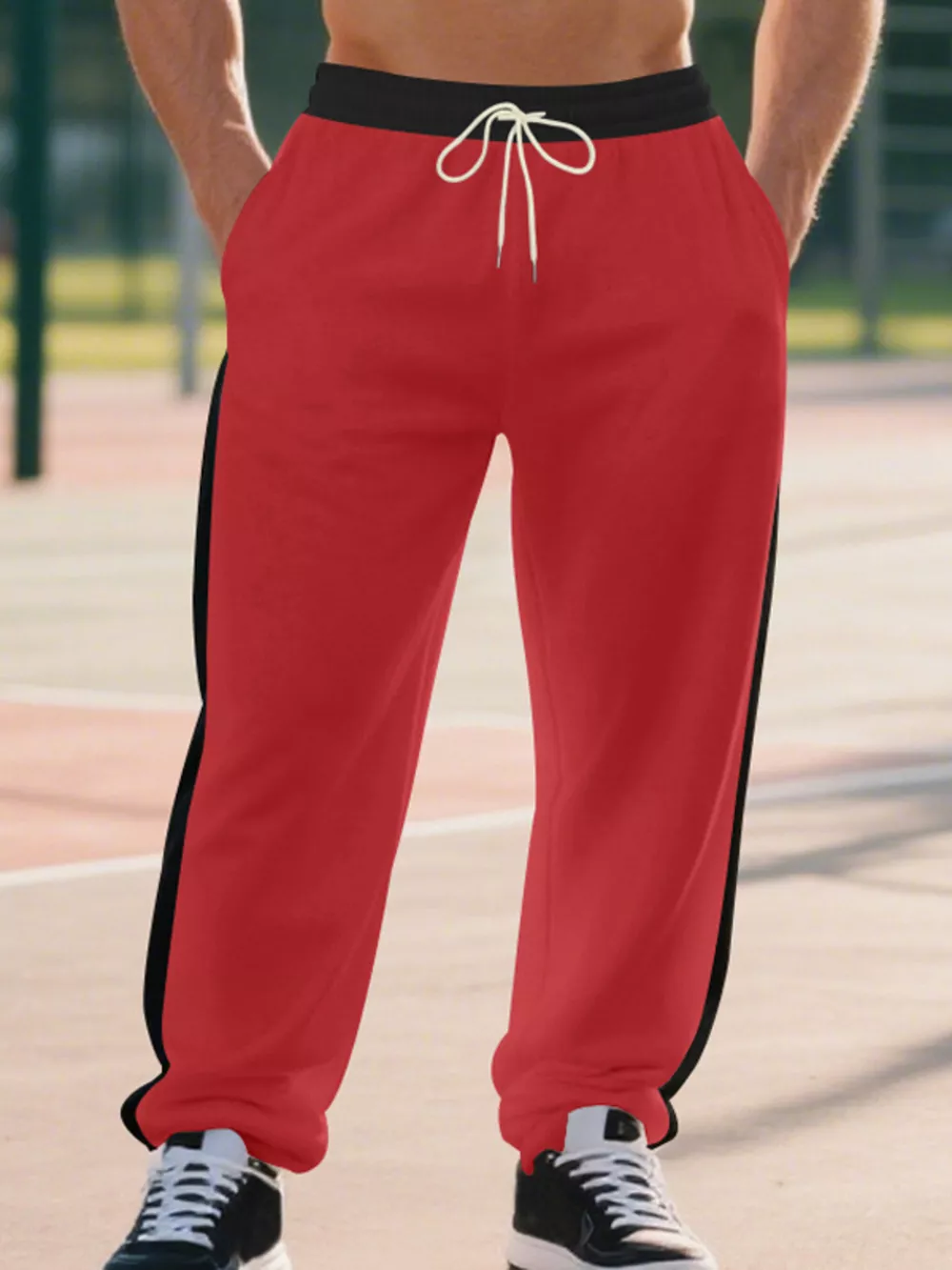 Men's Full Size Side Stripe Wide Leg Pants Plus Size, image 4