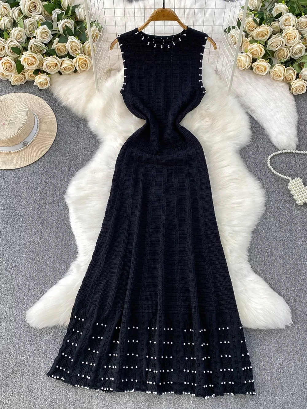 Textured Knit Sleeveless Midi Dress, image 14