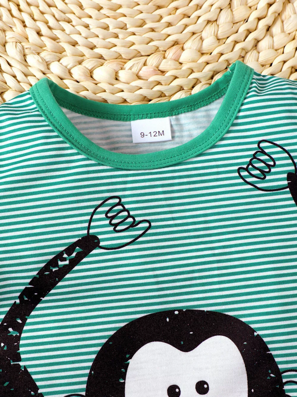 Children's Monkey Striped Top and Shorts Set, image 5