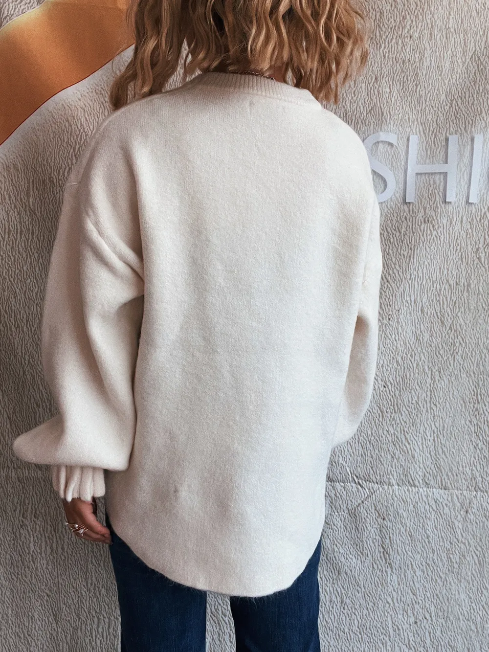 Round Neck Dropped Shoulder Sweater, image 6