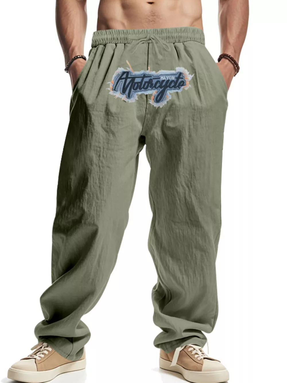 Men's Full Size Drawstring Letter Casual Pants Plus Size, image 15
