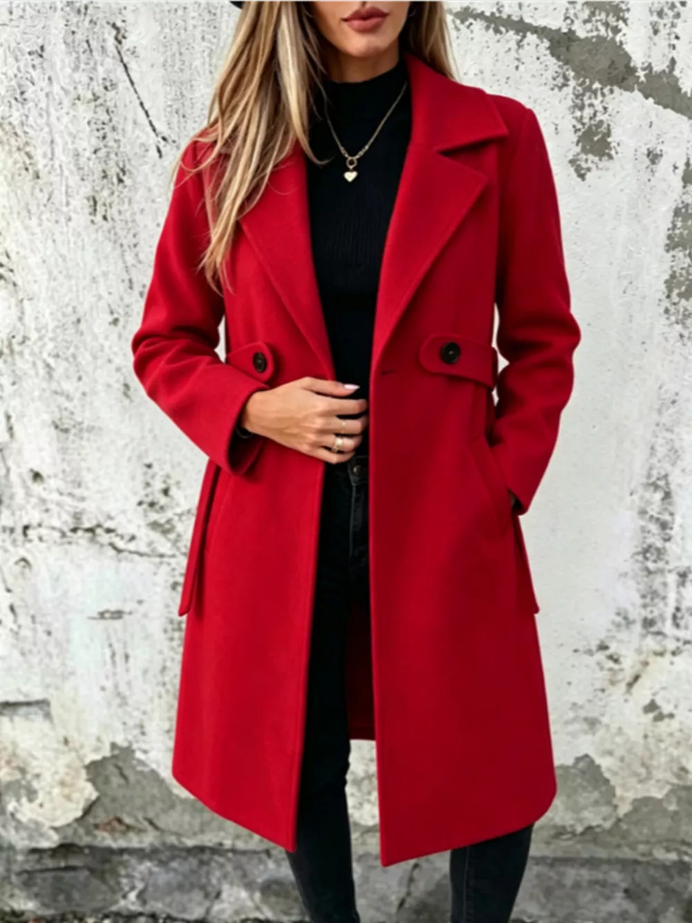 Full Size Lapel Collar Longline Overcoat Plus Size, image 15