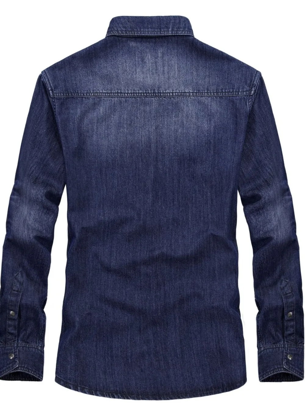 Men's Plus Size Classic Washed Denim Shirt with Double Chest Pockets, image 4