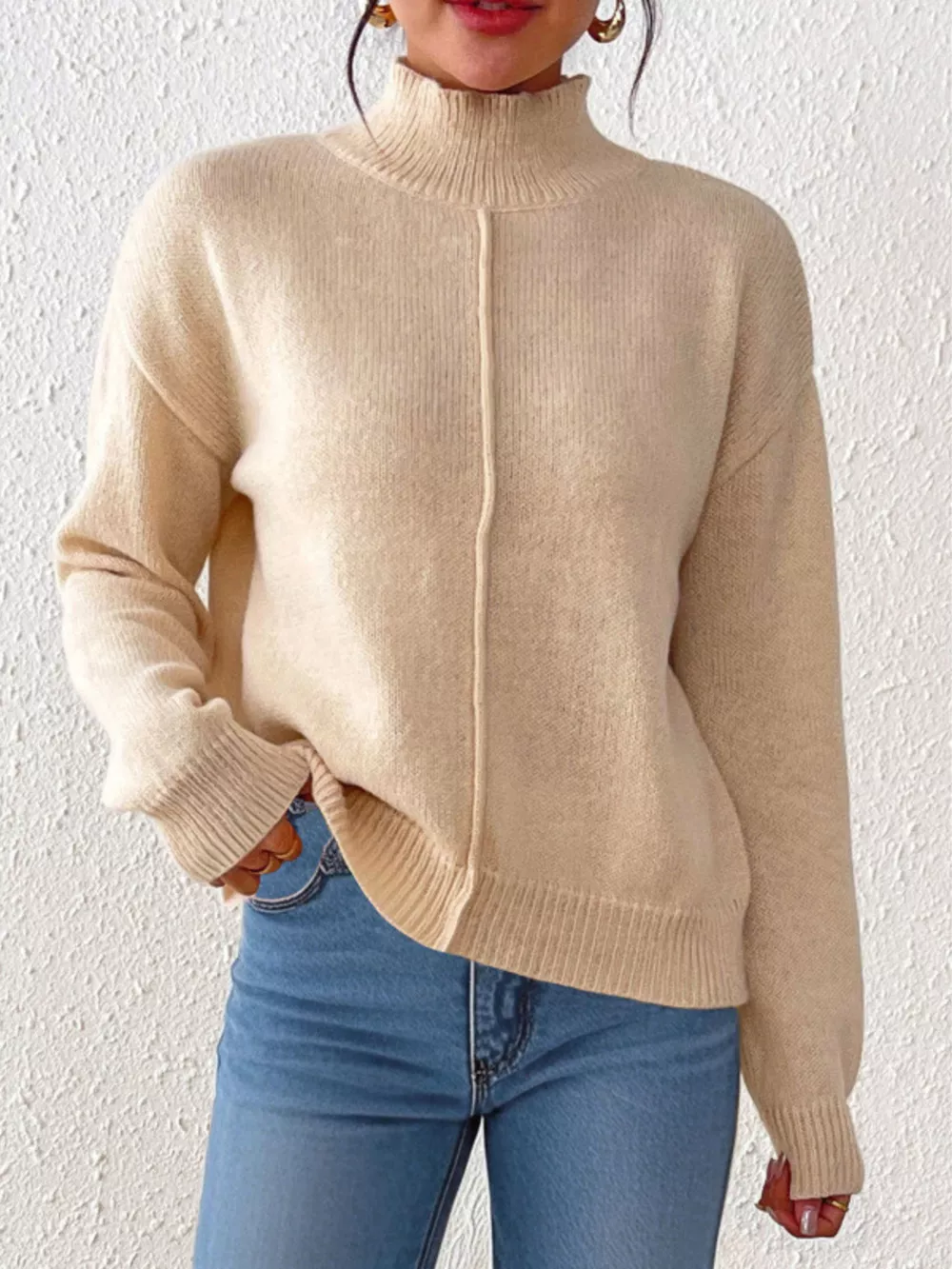 Turtleneck Dropped Shoulder Sweater, image 13