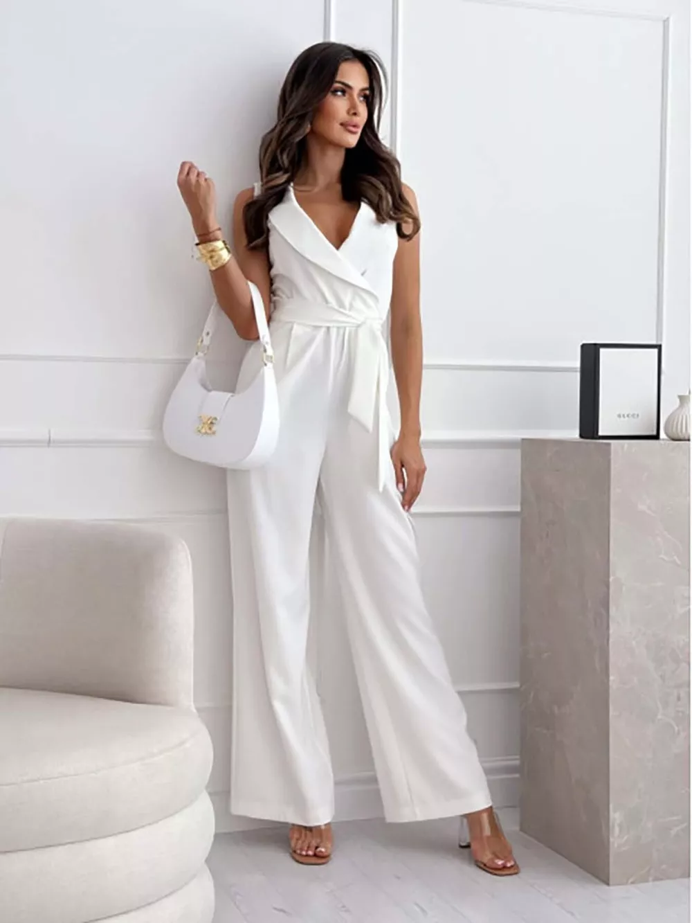 Surplice Sleeveless Wide-Leg Jumpsuit, image 12