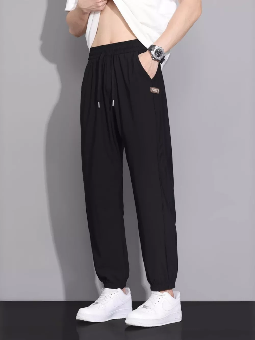Men's Plus Size Casual Loose-Fit Drawstring Joggers