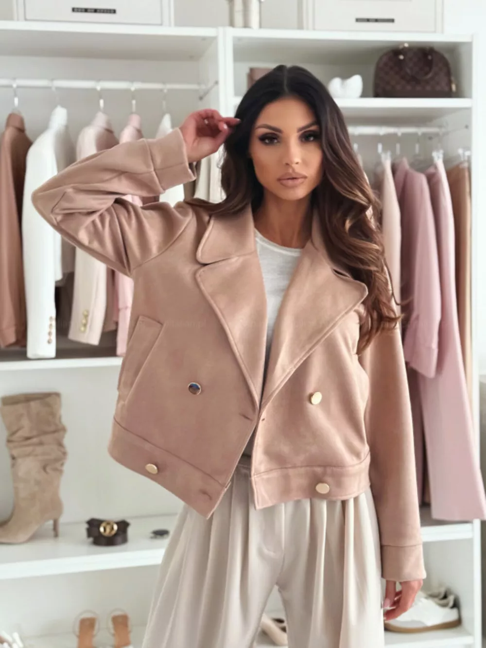 Double-Breasted Lapel Collar Jacket, image 12