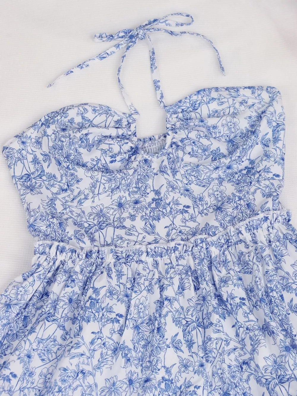 Floral Print Halter Neck Ruffle Hem Summer Dress, image 5