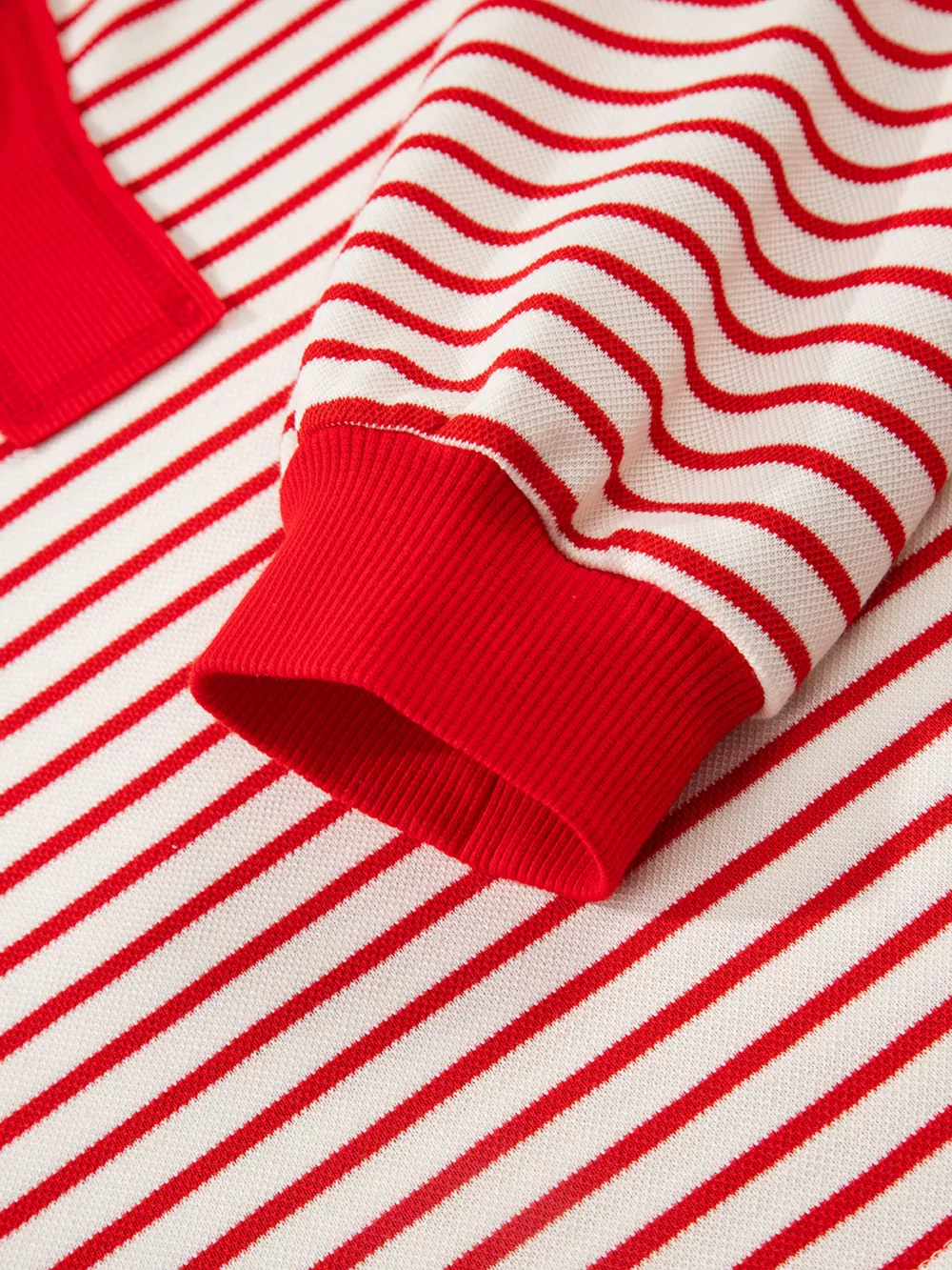 Stripe Collared V Neck Drop Shoulder Pullover and Skort 2pcs Outfit, image 14