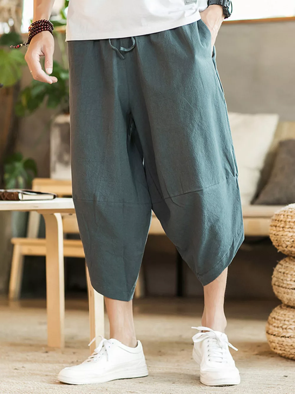 Men's Plus Size Loose Fit Cropped Pants, image 2