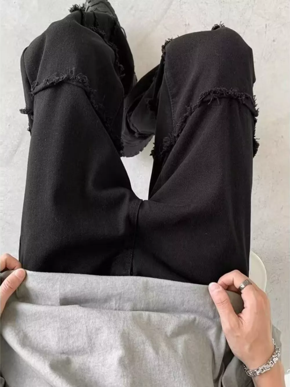 Men's Full Size Raw Hem Jeans Plus Size, image 5