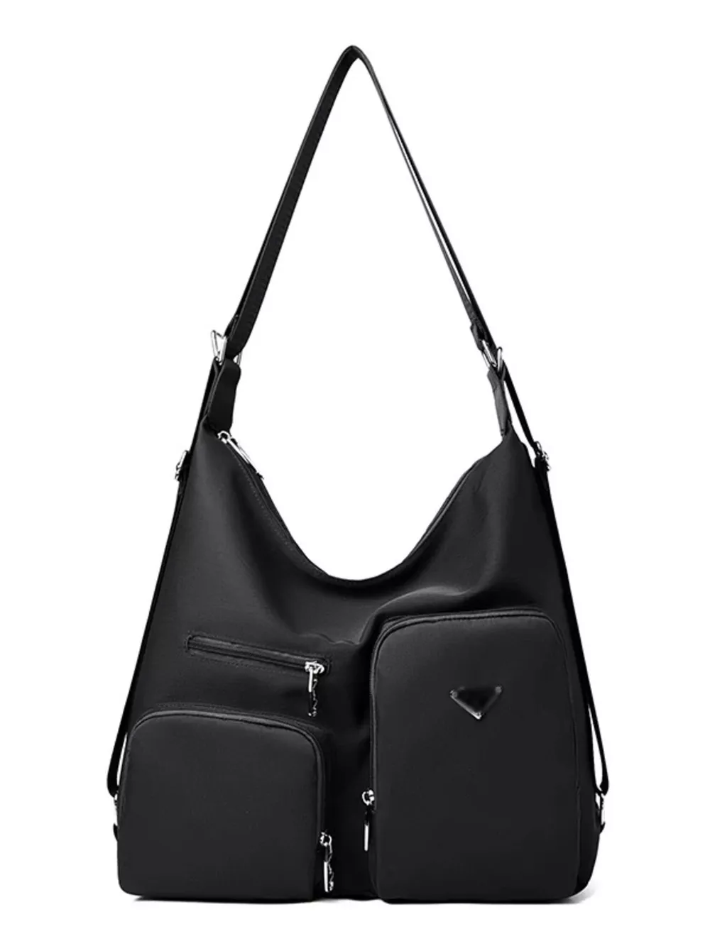 Multi-Pocket Lightweight Nylon Shoulder Bag