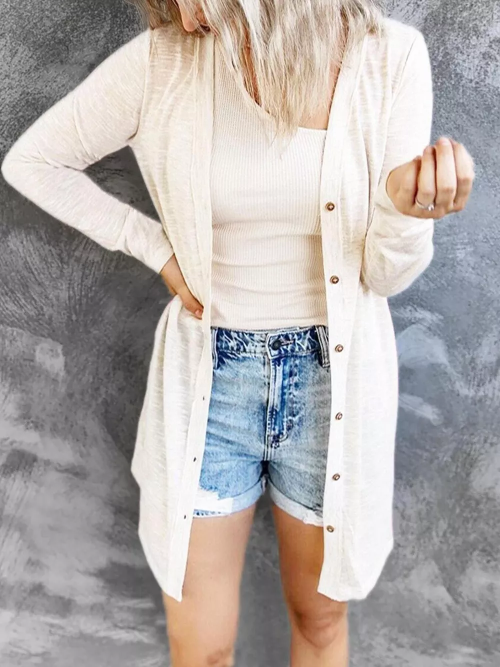 Full Size Lightweight Button-Up Cardigan Plus Size