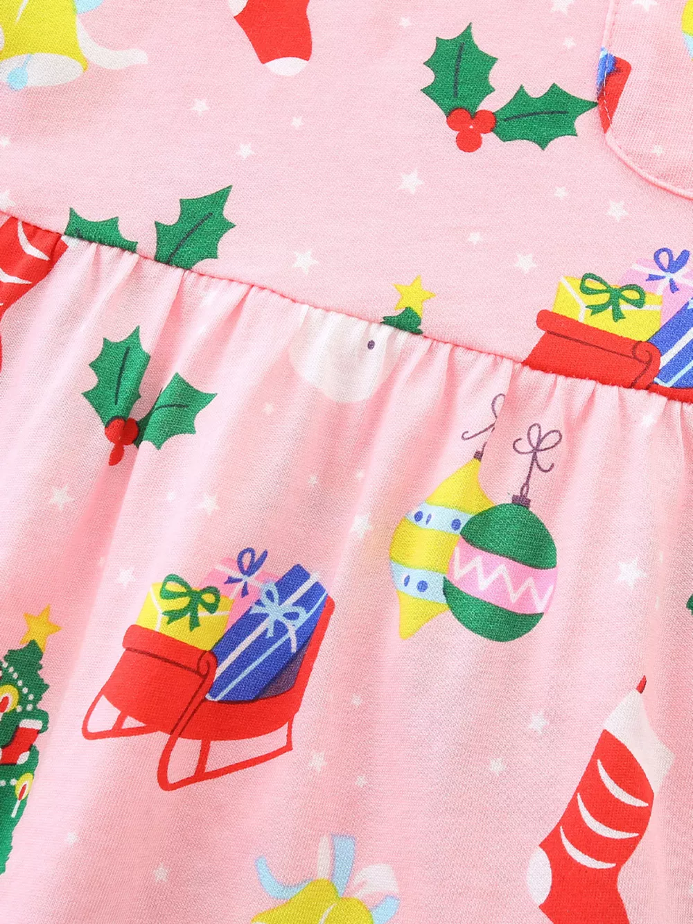 Children's Christmas Print Long Sleeve Casual Dress, image 4