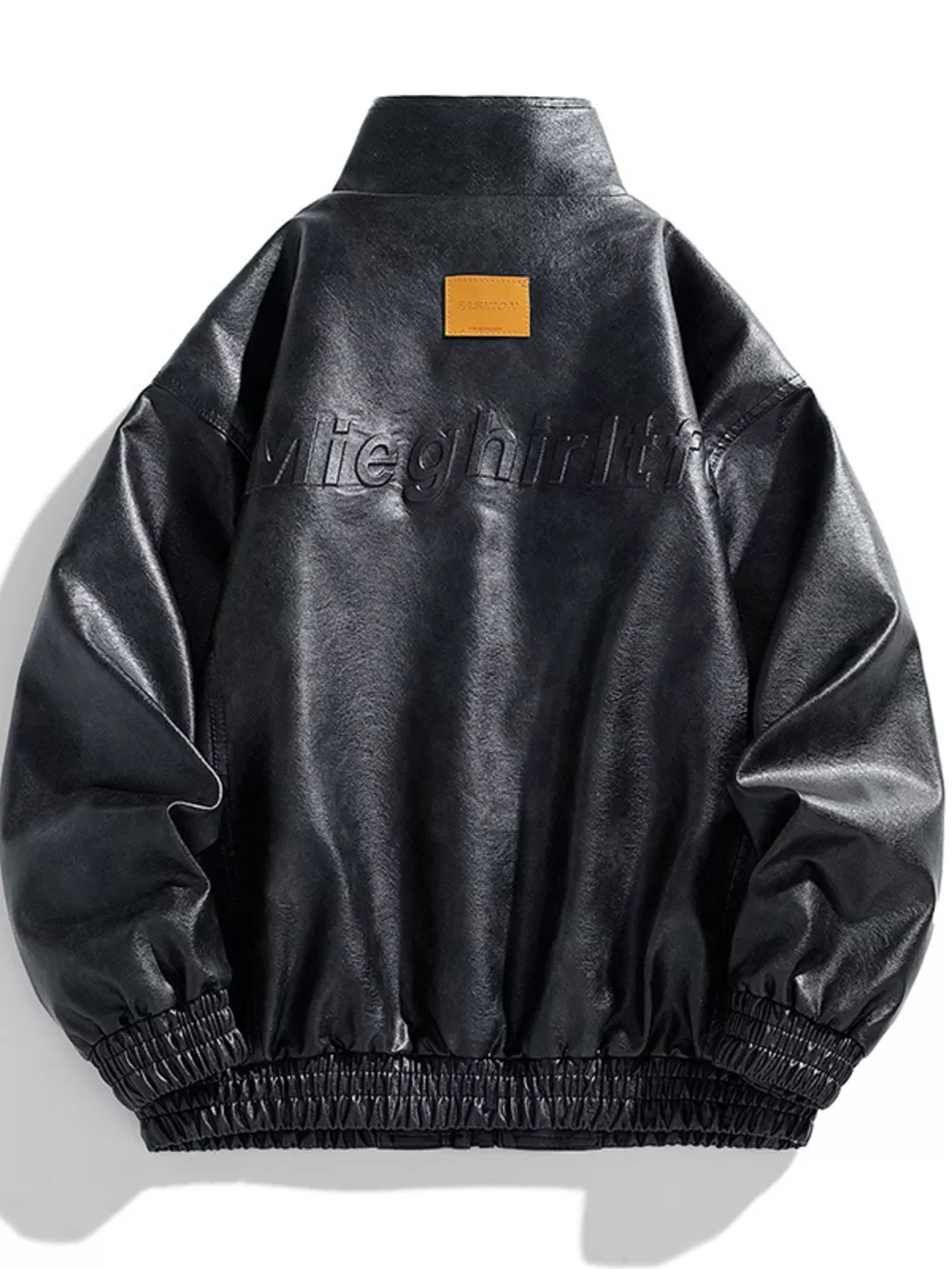 Men's Plus Size Leather Bomber Jacket, image 3