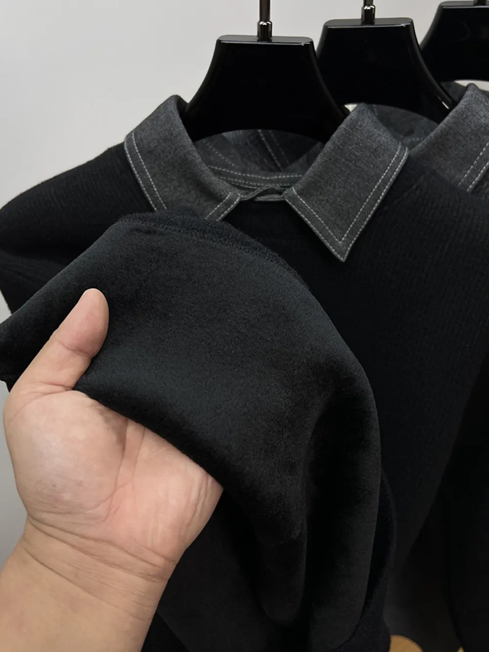 Men's Plus Size Ribbed Knit Collared Neck Sweater, image 4