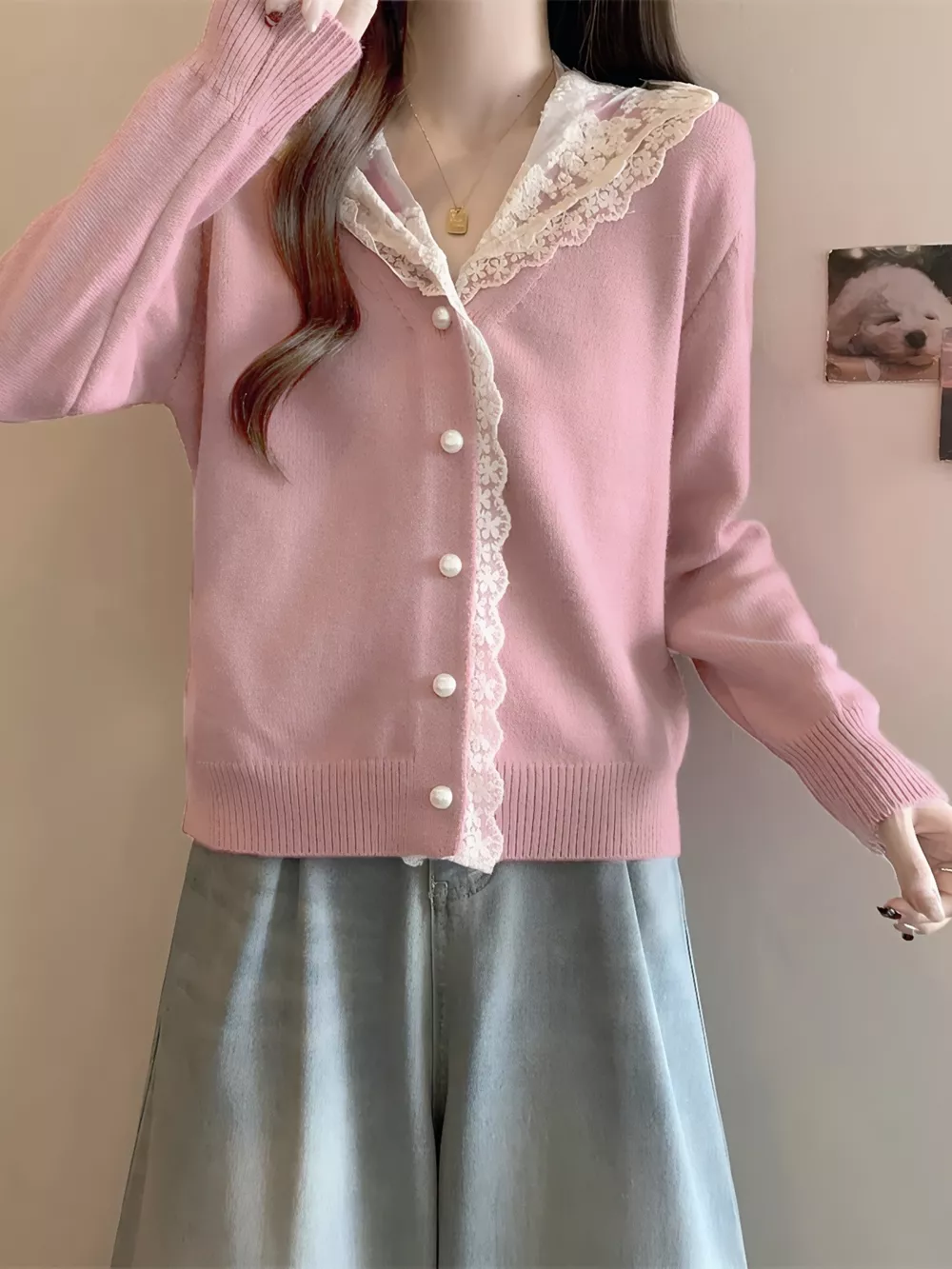 Lace Trim Hooded Cardigan, image 13