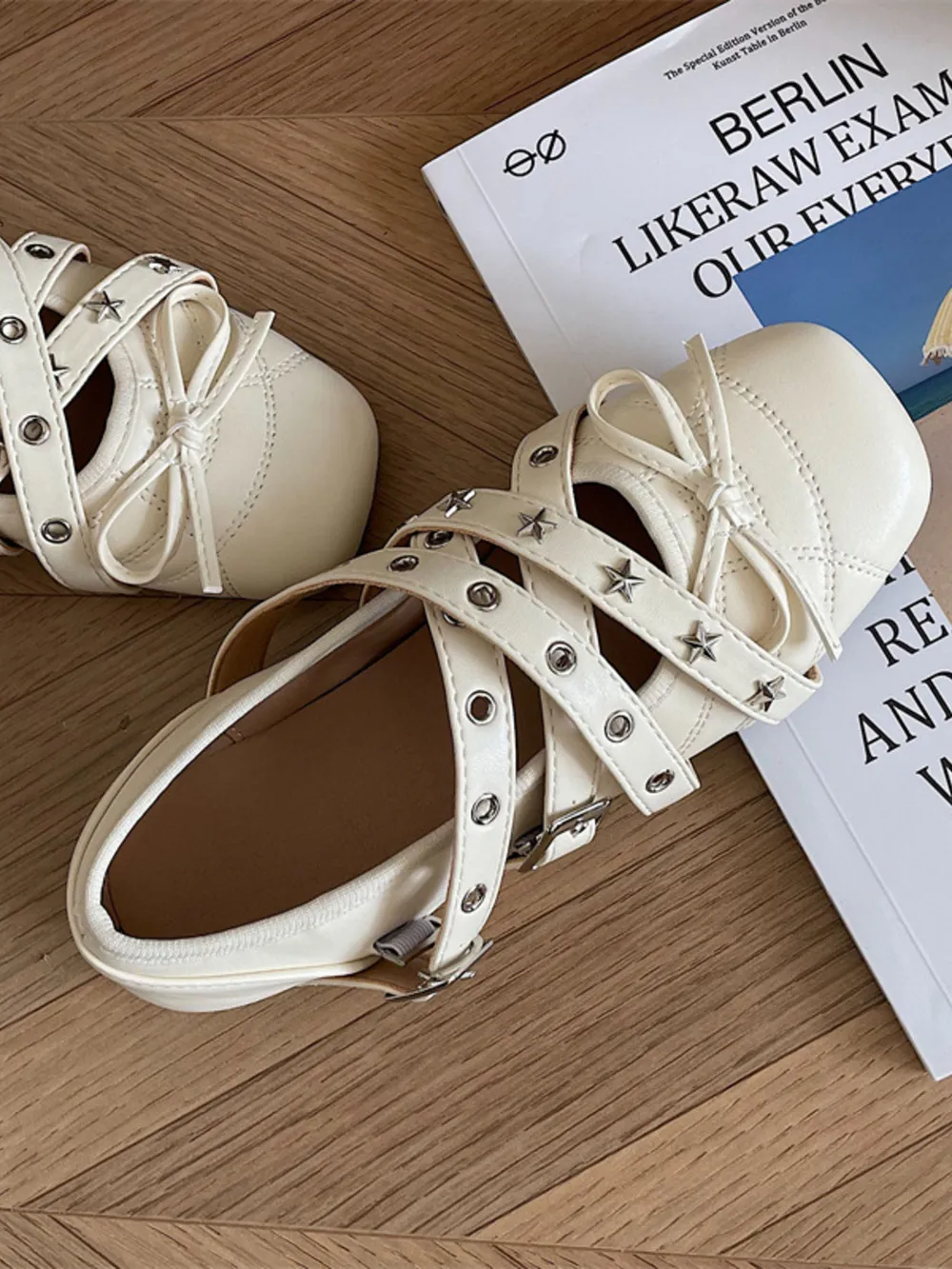 Studded Strappy Bow Slip-Ons, image 7