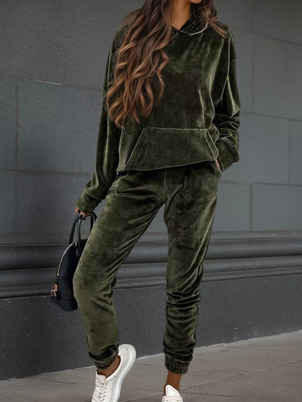 Velvet Long Sleeve Hoodie and Pants Set, image 24