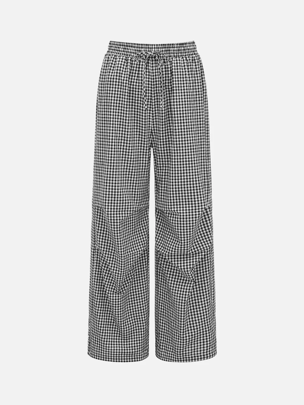 High-Waisted Gingham Wide-Leg Drawstring Pants, image 18
