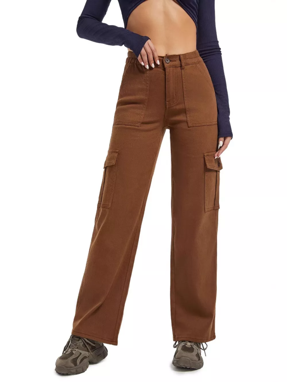 High-Waisted Cargo Jeans, image 12