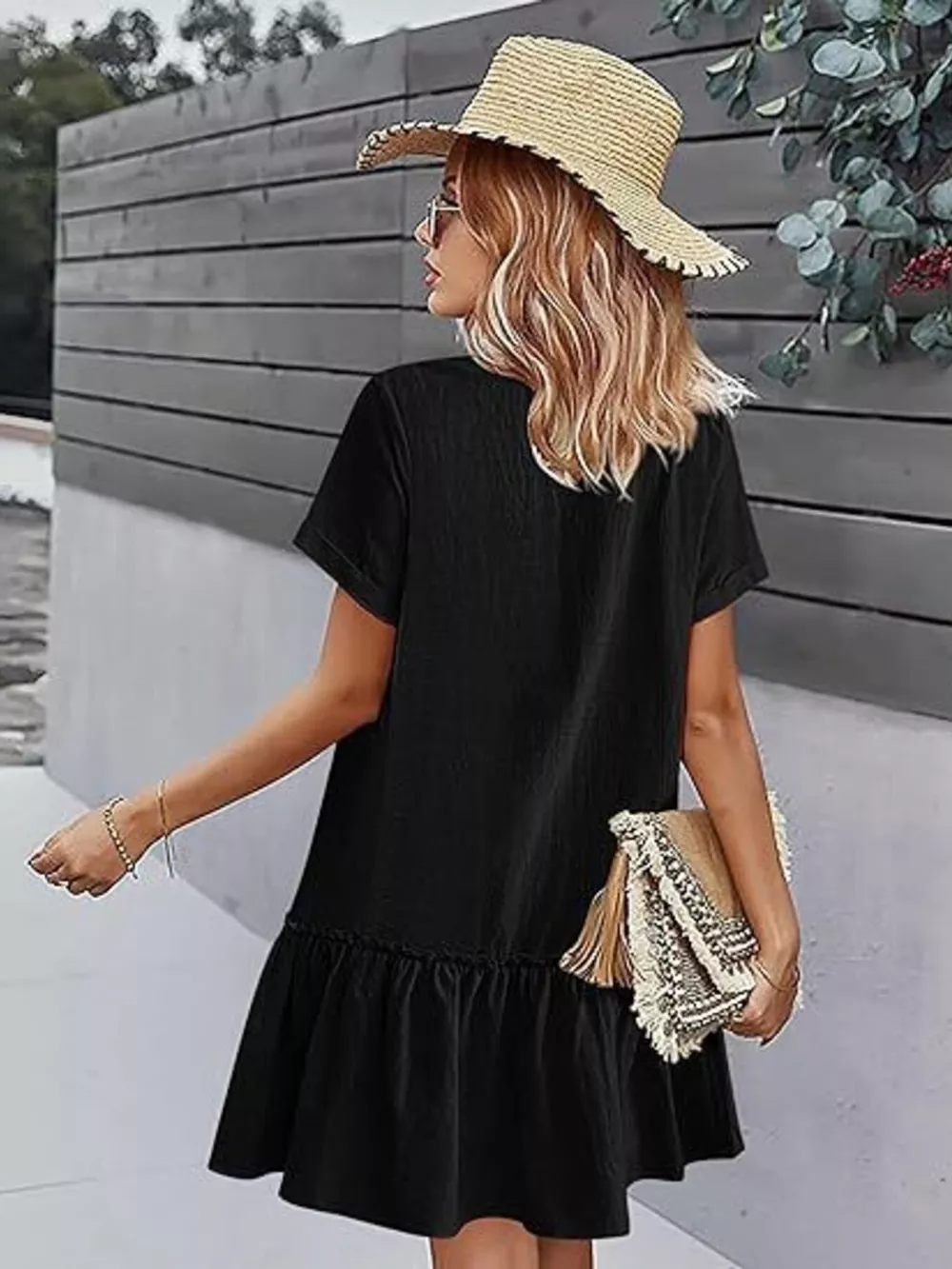 Full Size Button-Down Ruffle Hem Mini Dress Plus Size, image 5