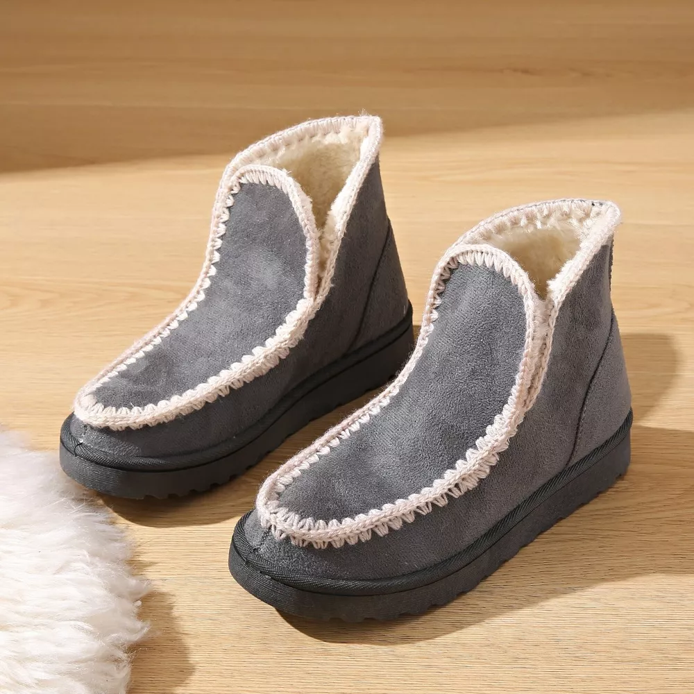 Contrast Crochet Trim Winter Boots, image 7