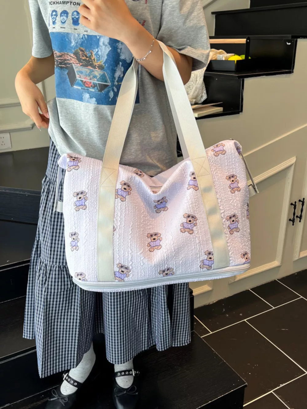 Teddy Bear Print Travel Bag, image 3
