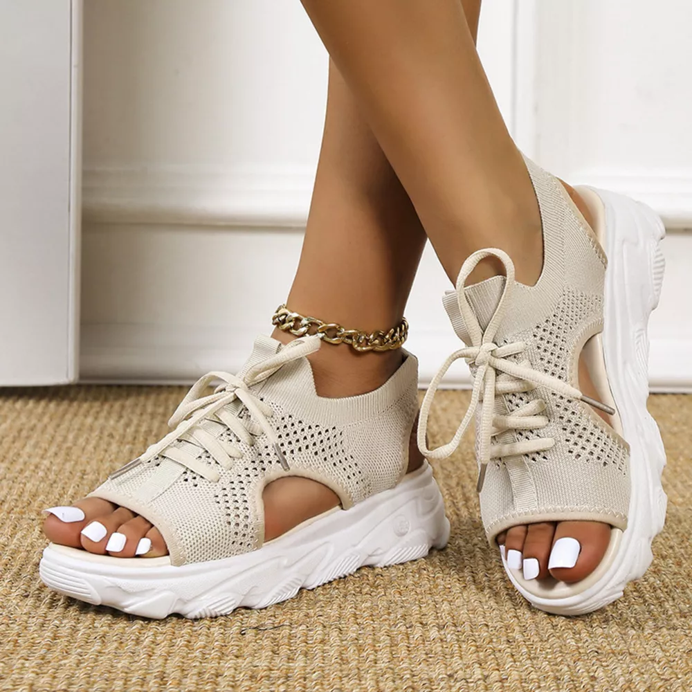 Breathable Mesh Lace-Up Platform Sandals, image 5