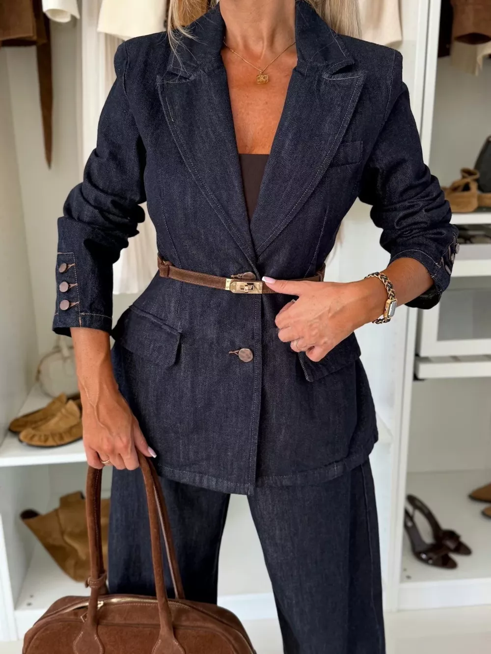 Single-Breasted Blazer and Jeans Denim Set, image 9