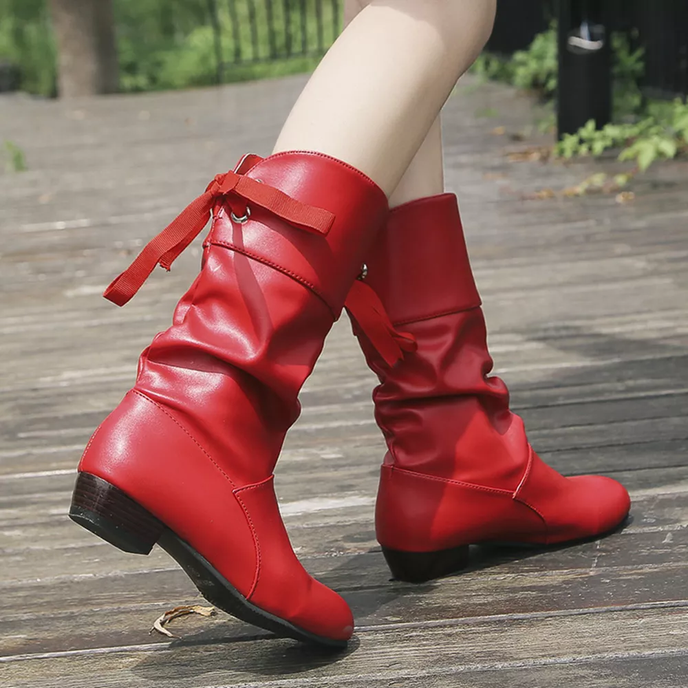 Round Toe Block Heels Boots, image 9