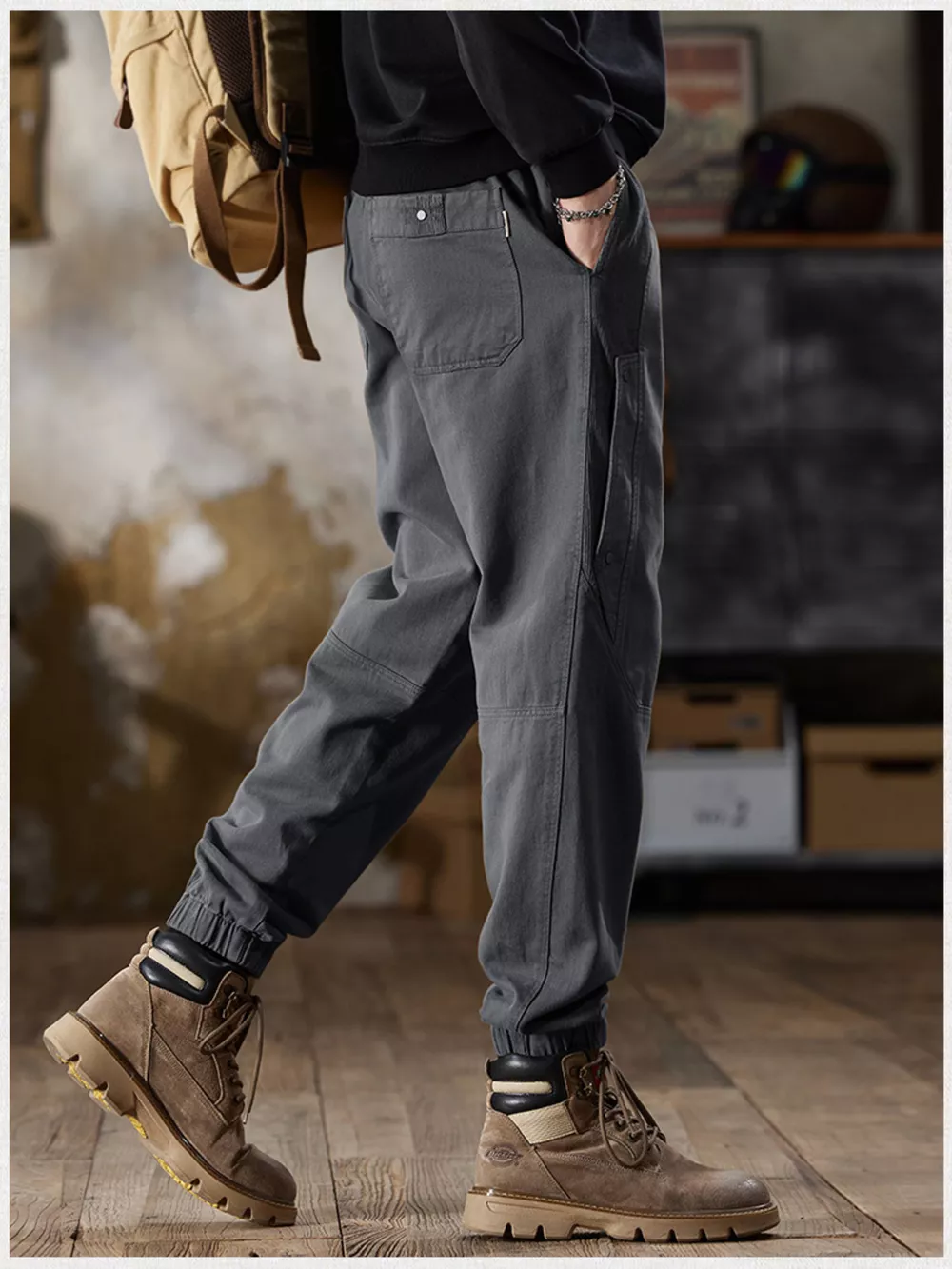 Men's Full Size Casual Drawstring Cargo Joggers Plus Size, image 11