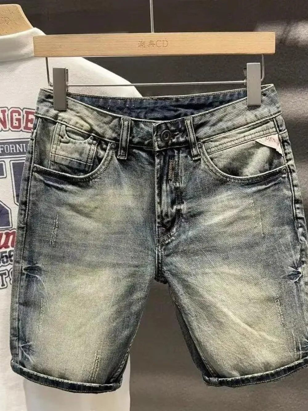 Men's Washed Denim Shorts, image 2