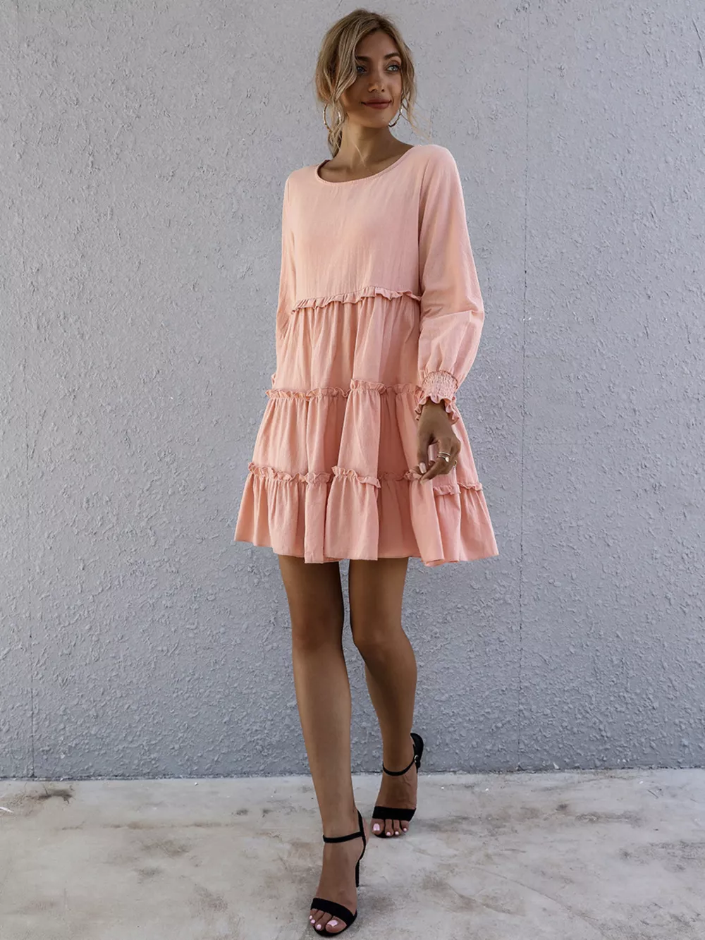 Ruffle Tiered Long Sleeve Mini Dress, image 19
