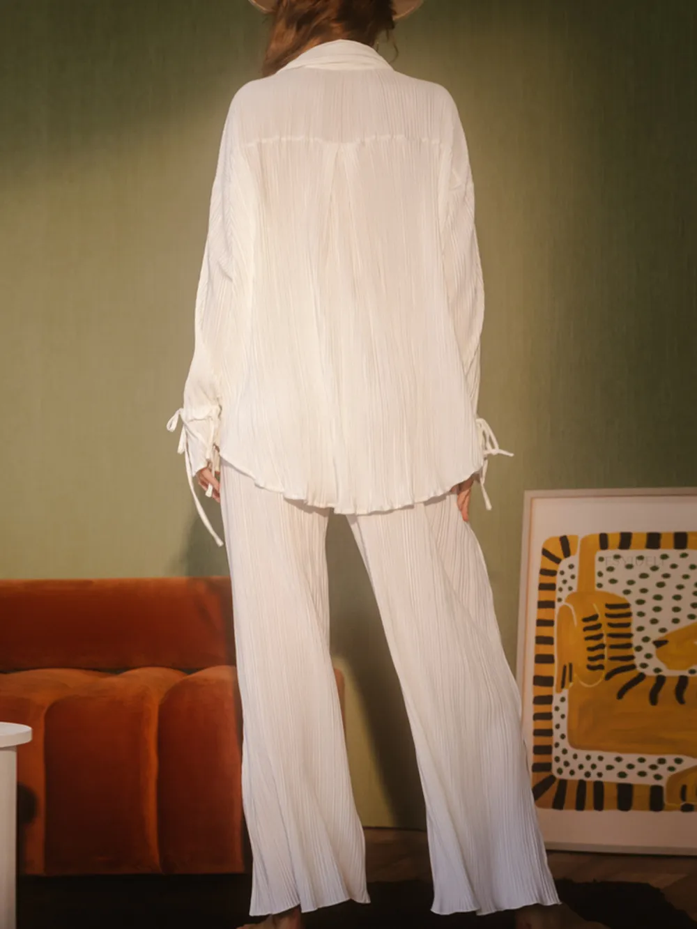 Button Up Long Sleeve Top and Pants Set, image 24