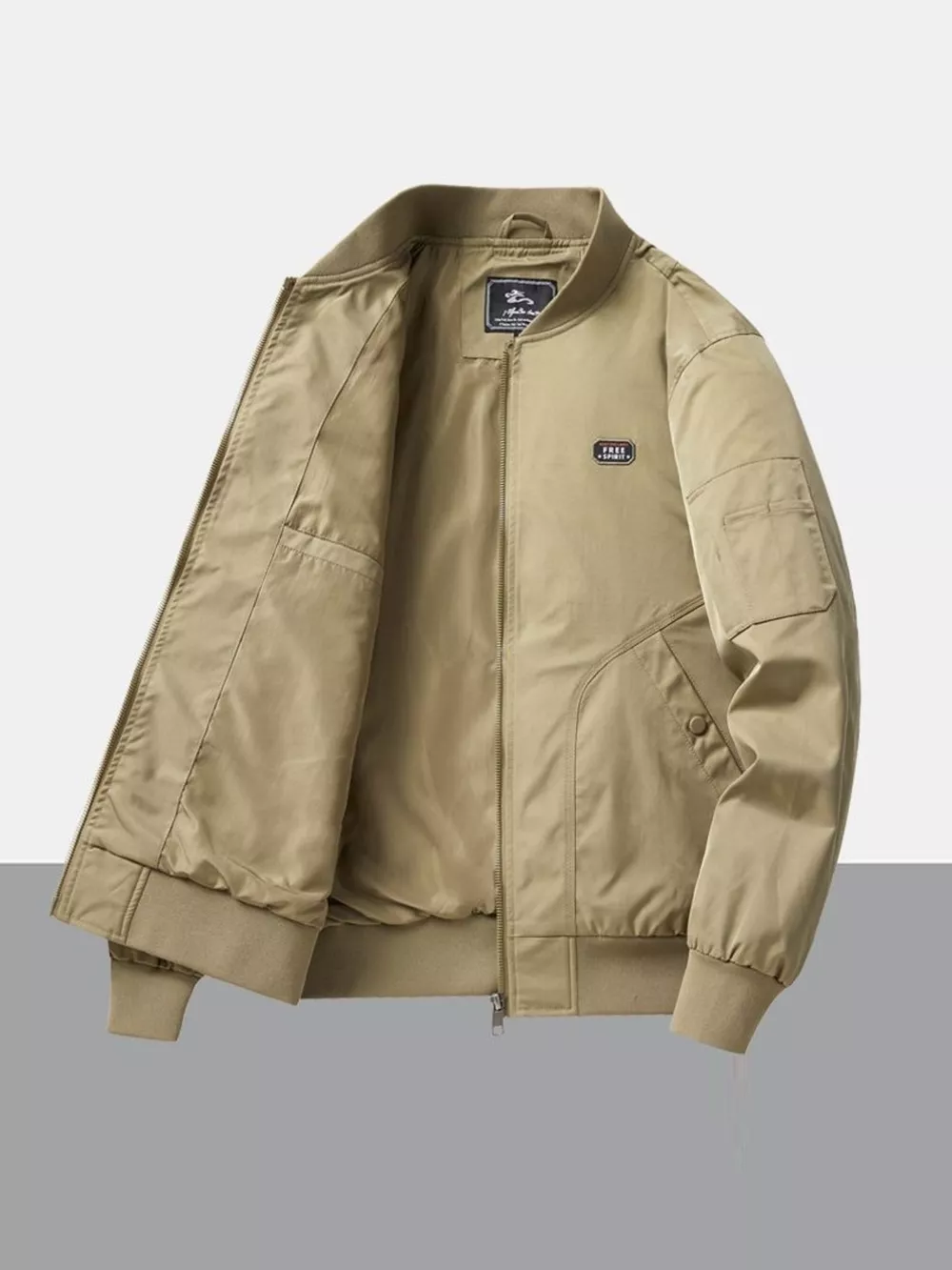 Men's Plus Size Zip Up Long Sleeve Jacket, image 7