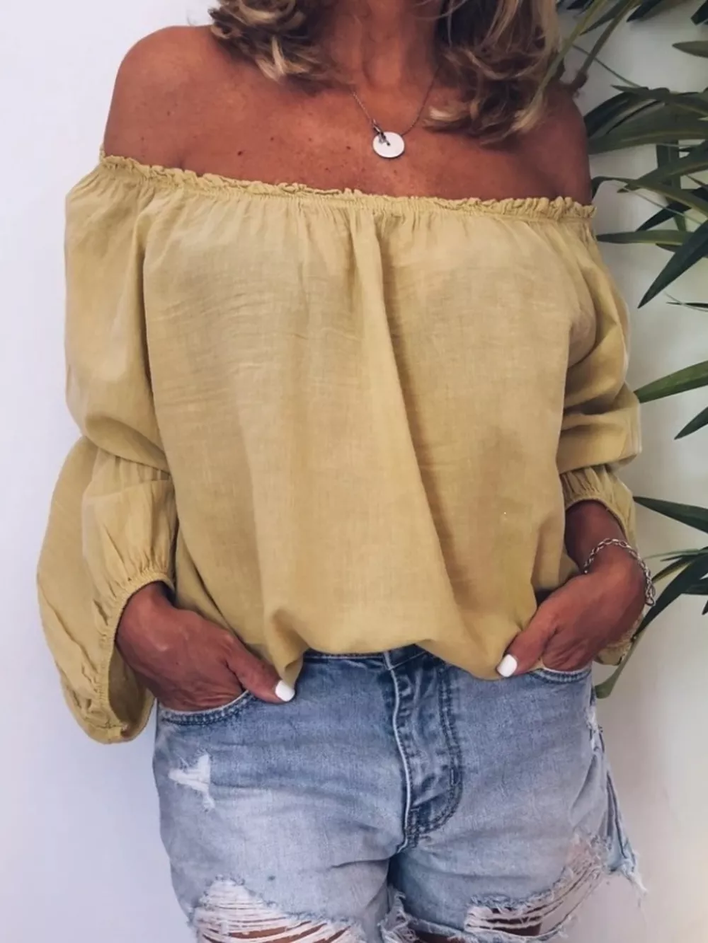 Off-Shoulder Frill Trim Blouse, image 10