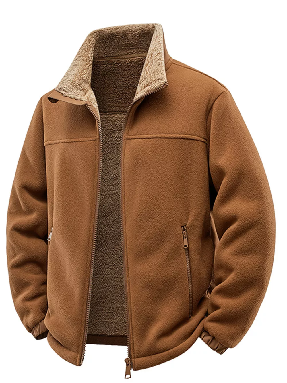 Men's Plus Size Zip Up Fleece Jacket, image 4