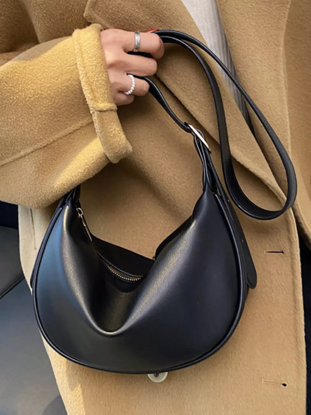Adjustable Strap Crescent Crossbody Bag, image 4