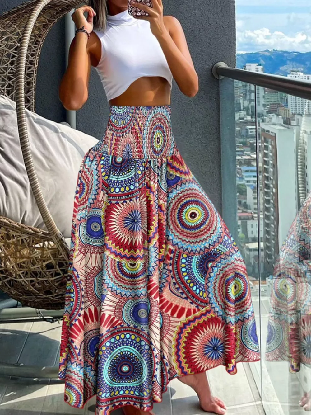 Printed Wide-Leg Pants, image 8